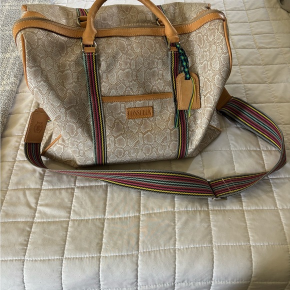 Consuela Handbags - Consuela Tan Tote with Colorful Strap